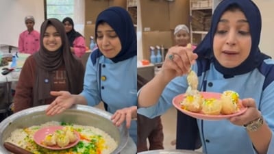 A chef shocked the internet by merging biryani with pani puri. (Instagram/creamycreationsbyhkr11) A chef shocked the internet by merging biryani with pani puri. (Instagram/creamycreationsbyhkr11)
