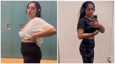 Fitness influencer lost 14 kg and belly fat during her transformation journey. Fitness influencer lost 14 kg and belly fat during her transformation journey.