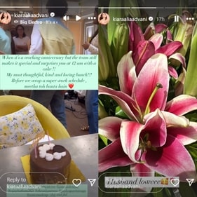 Kiara also posted a picture in which she flaunted the flowers given to her by Sidharth. Kiara also posted a picture in which she flaunted the flowers given to her by Sidharth.