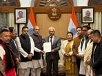 Manipur CM Biren Singh hands over his resignation to governor Ajay Kumar Bhalla at the Raj Bhavan on Sunday. Manipur CM Biren Singh hands over his resignation to governor Ajay Kumar Bhalla at the Raj Bhavan on Sunday.