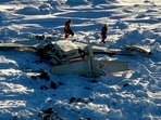 The single-engine turboprop commuter plane crashed on an icy Bering Sea in Alaska. The single-engine turboprop commuter plane crashed on an icy Bering Sea in Alaska.