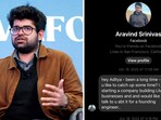 Aditya Baradwaj shared a screenshot of Aravind Srinivas offering him a chance to be a founding engineer at Perplexity AI.
