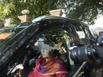 AAP leader Atishi coming out after submitting her resignation at Lt Governor Sectt at Raj Niwas in New Delhi on Sunday 