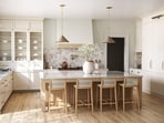 Smart kitchen integrates both the minimalist aesthetic and high-tech efficiency.