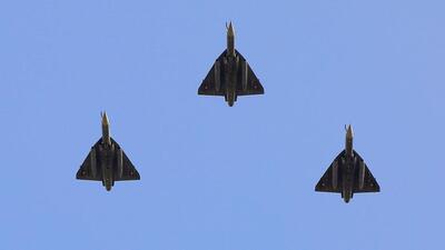 A formation of Tejas fighters over Yelahanka skies (Defence ministry photo)