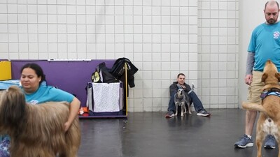 Handlers and their dogs wait for the start of the flyball tournament at the 149th Westminster Kennel Club Dog show in New York. (AP Photo/Heather Khalifa) Handlers and their dogs wait for the start of the flyball tournament at the 149th Westminster Kennel Club Dog show in New York. (AP Photo/Heather Khalifa)