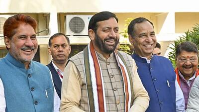 Haryana CM Saini at the press meet. (PTI) Haryana CM Saini at the press meet. (PTI)