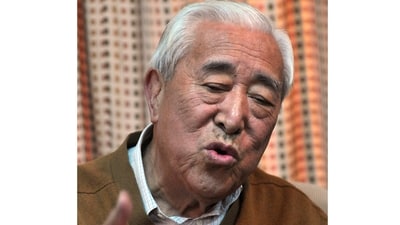 FILE - Gyalo Thondup, elder brother of the Dalai Lama, speaks to media in Dharamshala, India, Nov. 19, 2008. (AP Photo/Ashwini Bhatia, File) (AP)