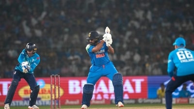 Rohit however returned and simply continued from where he left off. He eventually raced to his half-century in 30 balls. (AP) Rohit however returned and simply continued from where he left off. He eventually raced to his half-century in 30 balls. (AP)