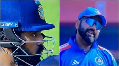 Rohit Sharma (R) wasn't too pleased with Rahul and Axar (Hotstar) Rohit Sharma (R) wasn't too pleased with Rahul and Axar (Hotstar)