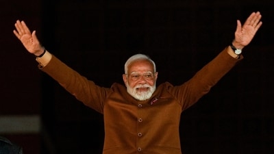 Prime Minister Narendra Modi at the BJP HQ after the party won the Delhi assembly election on Saturday. (PTI) Prime Minister Narendra Modi at the BJP HQ after the party won the Delhi assembly election on Saturday. (PTI)