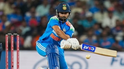 India's Shreyas Iyer plays a shot during the first One Day International (ODI) cricket match between India and England at Vidarbha Cricket Association (VCA) Stadium, in Nagpur, Maharashtra, Thursday, Feb. 6 (PTI)