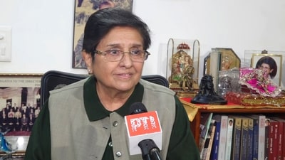 New Delhi: Former Puducherry LG Kiran Bedi speaks on the Delhi Assembly result, in New Delhi, Maharashtra, Sunday, Feb. 9, 2025. (PTI Photo) New Delhi: Former Puducherry LG Kiran Bedi speaks on the Delhi Assembly result, in New Delhi, Maharashtra, Sunday, Feb. 9, 2025. (PTI Photo)