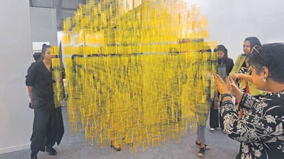 Sphère Orange, an installation by Argentinian artist Julio Le Parc at the Galleria Continua boot. (Dhamini Ratnam/HT Photo) Sphère Orange, an installation by Argentinian artist Julio Le Parc at the Galleria Continua boot. (Dhamini Ratnam/HT Photo)