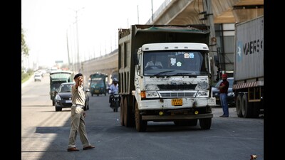 The heavy vehicles will be banned from entering the city (excluding red zones and other internal roads) from Monday to Saturday between 7 am and 10 pm. (REPRESENTATIVE PHOTO) The heavy vehicles will be banned from entering the city (excluding red zones and other internal roads) from Monday to Saturday between 7 am and 10 pm. (REPRESENTATIVE PHOTO)