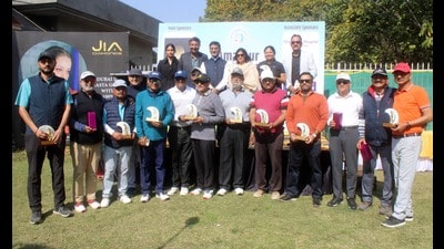 Winners of different handicap categories and other sub-competitions with their trophies at the 8th Amateur Golfers Society Golf Tournament at Panchkula Golf Club on Sunday. (Sant Arora/HT) Winners of different handicap categories and other sub-competitions with their trophies at the 8th Amateur Golfers Society Golf Tournament at Panchkula Golf Club on Sunday. (Sant Arora/HT)