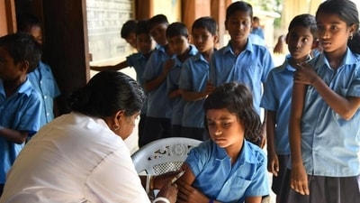 As many as 18 girl students suffering from fever were admitted to a community health centre on Saturday, Chief District Health Officer Dr Anil Patel said. (Representative image/HT file) As many as 18 girl students suffering from fever were admitted to a community health centre on Saturday, Chief District Health Officer Dr Anil Patel said. (Representative image/HT file)