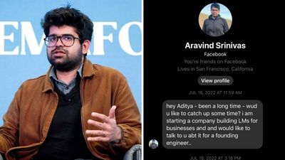 Aditya Baradwaj shared a screenshot of Aravind Srinivas offering him a chance to be a founding engineer at Perplexity AI. (X/@aditya_baradwaj) Aditya Baradwaj shared a screenshot of Aravind Srinivas offering him a chance to be a founding engineer at Perplexity AI. (X/@aditya_baradwaj)