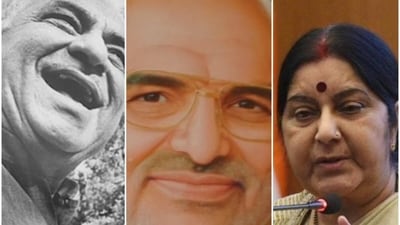 (L-R) Former Delhi chief ministers of the BJP late Madan Lal Khurana, Sahib Singh Verma and Sushma Swaraj. (HT Archives/X) (L-R) Former Delhi chief ministers of the BJP late Madan Lal Khurana, Sahib Singh Verma and Sushma Swaraj. (HT Archives/X)