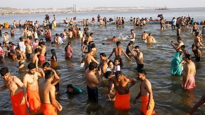 Devotees from across the nation and the world have been thronging the Triveni Sangam to take a holy dip during the Mahakumbh Mela. (ANI) Devotees from across the nation and the world have been thronging the Triveni Sangam to take a holy dip during the Mahakumbh Mela. (ANI)