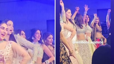 Radhika Ambani grooved to 'Anarkali Disco Chali' during best friends, Krishna Parekh and Yash Singhal's sangeet ceremony. (Instagram/ambani_update) Radhika Ambani grooved to 'Anarkali Disco Chali' during best friends, Krishna Parekh and Yash Singhal's sangeet ceremony. (Instagram/ambani_update)