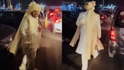 A groom got stranded in traffic as his baraat moved ahead, leaving him no choice but to walk to his own wedding. (Instagram/shourrya23) A groom got stranded in traffic as his baraat moved ahead, leaving him no choice but to walk to his own wedding. (Instagram/shourrya23)
