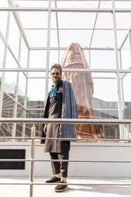 Quirky at its best: Artist M Pravat's installation is titled 'I don’t watch you watching this'. Drawing on the history of colonialism and urbanisation, this sculpture provides a multi-layered viewing experience behind a 15ft tall glass box. Truly, larger than life! (Photo: Raajessh Kashyap/HT) Quirky at its best: Artist M Pravat's installation is titled 'I don’t watch you watching this'. Drawing on the history of colonialism and urbanisation, this sculpture provides a multi-layered viewing experience behind a 15ft tall glass box. Truly, larger than life! (Photo: Raajessh Kashyap/HT)
