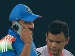 Rohit Sharma during a phone call.
