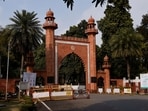 A view of an entrance to the Aligarh Muslim University (AMU) in Aligarh district of Uttar Pradesh.