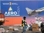 Preparations ahead of the Aero India 2025, at the Yelahanka Air Force Station in Bengaluru.