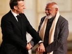 Indian Prime Minister Narendra Modi, right, is greeted by President of France Emmanuel Macron as he arrives for a reception at Palais de l'Elysee in Paris on Monday, Feb. 10, 2025. (Sean Kilpatrick/The Canadian Press via AP) Indian Prime Minister Narendra Modi, right, is greeted by President of France Emmanuel Macron as he arrives for a reception at Palais de l'Elysee in Paris on Monday, Feb. 10, 2025. (Sean Kilpatrick/The Canadian Press via AP)