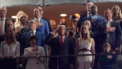 The crowd roared in support of President Donald Trump during Jon Baptiste's National Anthem performance as he paused for the Star Spangled Banner before the NFL Super Bowl 59 football game between the Kansas City Chiefs and the Philadelphia Eagles, Sunday, Feb. 9, 2025, in New Orleans. (AP) The crowd roared in support of President Donald Trump during Jon Baptiste's National Anthem performance as he paused for the Star Spangled Banner before the NFL Super Bowl 59 football game between the Kansas City Chiefs and the Philadelphia Eagles, Sunday, Feb. 9, 2025, in New Orleans. (AP)