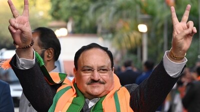 J. P. Nadda arrives at BJP Headquarters (Photo by Ajay Aggarwal/ Hindustan Times) (Hindustan Times)