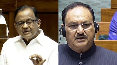 Congress leader P Chidambaram and Union minister Jagat Prakash Nadda. Congress leader P Chidambaram and Union minister Jagat Prakash Nadda.