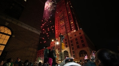 Fans celebrate the Eagles' win in the NFL Super Bowl LIX, on Broad Street, Sunday, Feb. 9, 2025, in Philadelphia. (AP) Fans celebrate the Eagles' win in the NFL Super Bowl LIX, on Broad Street, Sunday, Feb. 9, 2025, in Philadelphia. (AP)