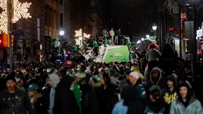 Fans celebrate after the Philadelphia Eagles win the Super Bowl LIX against the Kansas City Chiefs, in Philadelphia, Pennsylvania, U.S., February 9, 2025.&nbsp; (REUTERS)