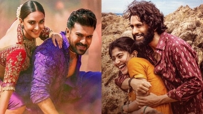 Kiara Advani, Ram Charan, Naga Chaitanya, Sai Pallavi in stills from Game Changer and Thandel. Kiara Advani, Ram Charan, Naga Chaitanya, Sai Pallavi in stills from Game Changer and Thandel.