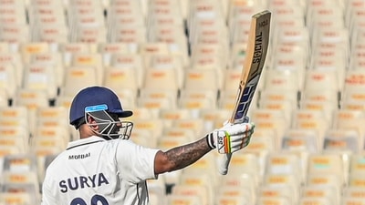 Suryakumar had earlier been dismissed for just nine runs off five balls in Mumbai's first innings at the Eden Gardens (PTI) Suryakumar had earlier been dismissed for just nine runs off five balls in Mumbai's first innings at the Eden Gardens (PTI)