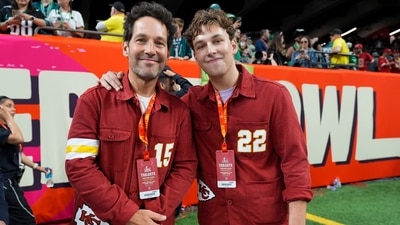 Paul Rudd, left, poses for a photo with his son, Jack, on the field before the NFL Super Bowl 59 football game between the Kansas City Chiefs and the Philadelphia Eagles, Sunday, Feb. 9, 2025, in New Orleans. (AP) Paul Rudd, left, poses for a photo with his son, Jack, on the field before the NFL Super Bowl 59 football game between the Kansas City Chiefs and the Philadelphia Eagles, Sunday, Feb. 9, 2025, in New Orleans. (AP)