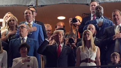 Donald Trump dubbed ‘People’s President’ as crowd roars for him during Jon Batiste's performance (AP Photo/Doug Benc) (AP) Donald Trump dubbed ‘People’s President’ as crowd roars for him during Jon Batiste's performance (AP Photo/Doug Benc) (AP)