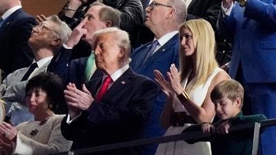 US President Donald Trump, his daughter Ivanka Trump and Ivanka Trump's son Theodore watch from a suite prior to the NFL Super Bowl 59 football game between the Philadelphia Eagles and the Kansas City Chiefs, Sunday, Feb. 9, 2025, in New Orleans. (AP Photo/Frank Franklin II) (AP) US President Donald Trump, his daughter Ivanka Trump and Ivanka Trump's son Theodore watch from a suite prior to the NFL Super Bowl 59 football game between the Philadelphia Eagles and the Kansas City Chiefs, Sunday, Feb. 9, 2025, in New Orleans. (AP Photo/Frank Franklin II) (AP)