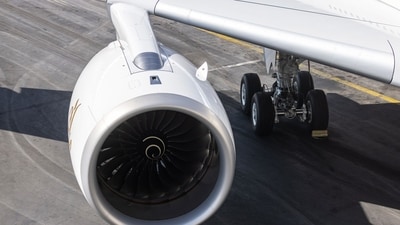A Rolls-Royce Holdings Plc aviation engine on an Emirates Airline Airbus A350-900 aircraft during its unveiling at Dubai International Airport in Dubai, United Arab Emirates, on Wednesday, Nov. 27, 2024. Emirates Airline will add 65 Airbus A350 aircraft to its fleet over the upcoming years, with the first commercial flight scheduled in January 2025 to Edinburgh. (Christophe Viseux/Bloomberg) A Rolls-Royce Holdings Plc aviation engine on an Emirates Airline Airbus A350-900 aircraft during its unveiling at Dubai International Airport in Dubai, United Arab Emirates, on Wednesday, Nov. 27, 2024. Emirates Airline will add 65 Airbus A350 aircraft to its fleet over the upcoming years, with the first commercial flight scheduled in January 2025 to Edinburgh. (Christophe Viseux/Bloomberg)