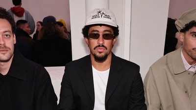 NEW YORK, NEW YORK - FEBRUARY 07: Bad Bunny attends the Calvin Klein Collection fashion show during February 2025 New York Fashion Week on February 07, 2025 in New York City.   Jamie McCarthy/Getty Images/AFP (Photo by Jamie McCarthy / GETTY IMAGES NORTH AMERICA / Getty Images via AFP) (Getty Images via AFP)