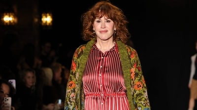 NEW YORK, NEW YORK - FEBRUARY 04: Molly Ringwald walks the runway for the Lingua Franca fashion show during February 2025 New York Fashion Week on February 04, 2025 in New York City.   Theo Wargo/Getty Images/AFP (Photo by Theo Wargo / GETTY IMAGES NORTH AMERICA / Getty Images via AFP) (Getty Images via AFP)