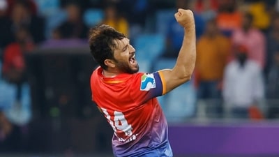 Gulbadin Naib celebrates a wicket (ILT20) Gulbadin Naib celebrates a wicket (ILT20)