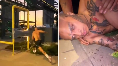 Australian influencer Lil Golo attempted to run through 1000 strips of duct tape, resulting in hospitalisation. (Instagram/lilgolo) Australian influencer Lil Golo attempted to run through 1000 strips of duct tape, resulting in hospitalisation. (Instagram/lilgolo)