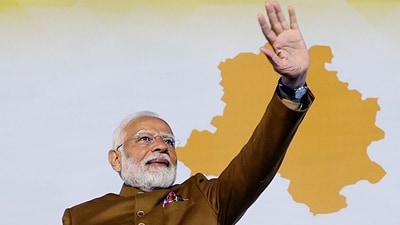 Prime Minister Narendra Modi waves to the supporters at BJP HQ during the celebrations of the party's win in the Delhi assembly election, in New Delhi on Saturday. (Narendra Modi website) Prime Minister Narendra Modi waves to the supporters at BJP HQ during the celebrations of the party's win in the Delhi assembly election, in New Delhi on Saturday. (Narendra Modi website)