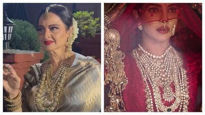 Rekha wore a striking diamond necklace for Priyanka Chopra's brother, Siddharth Chopra, and Neelam Upadhyaya's wedding; Priyanka at her 2018 wedding in Jodhpur. Rekha wore a striking diamond necklace for Priyanka Chopra's brother, Siddharth Chopra, and Neelam Upadhyaya's wedding; Priyanka at her 2018 wedding in Jodhpur.