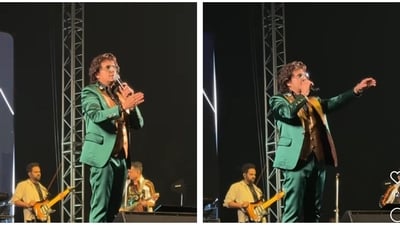 Sonu Nigam during the concert in Kolkata. Sonu Nigam during the concert in Kolkata.