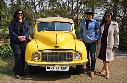 Lalita Goel, Sarvesh Goel and Nandini Goel (Mustaq Khan/HT)